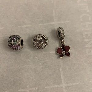 Pandora daisy orchid crystal dangle charms